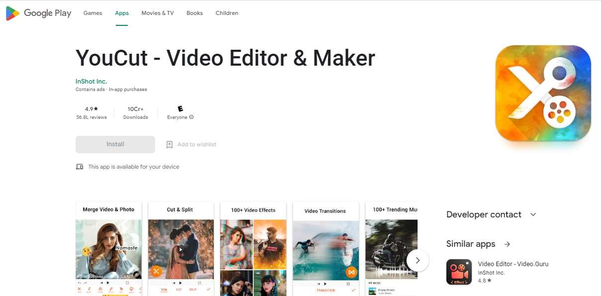 Aplikasi Gabung Video YouCut - Video Editor