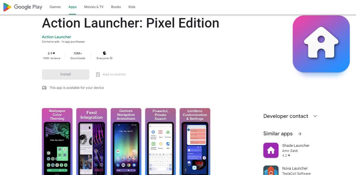 Aplikasi Tema HP Action Launcher Pixel Edition