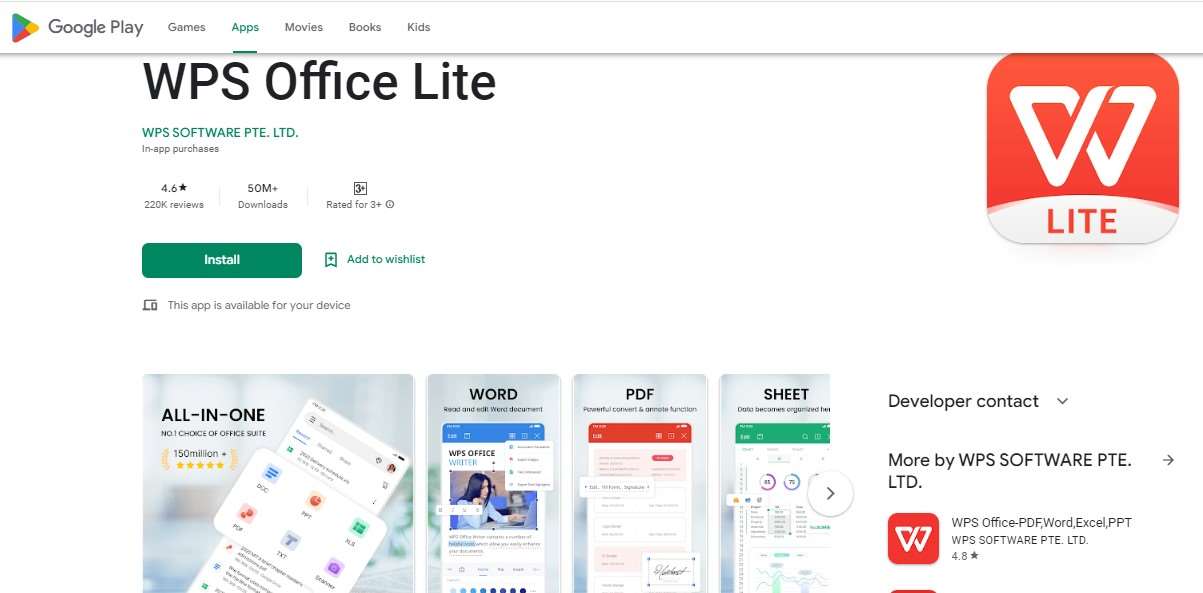 Aplikasi WPS Office WPS Office Lite Android