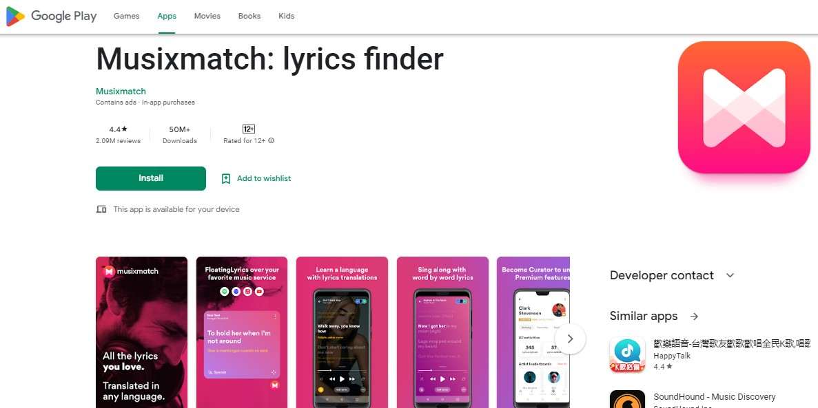 Musixmatch lyrics finder