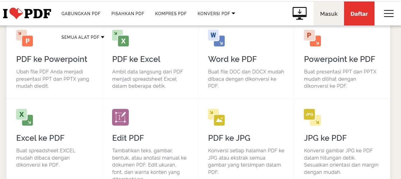 Mengubah JPG ke PDF iLovePDF